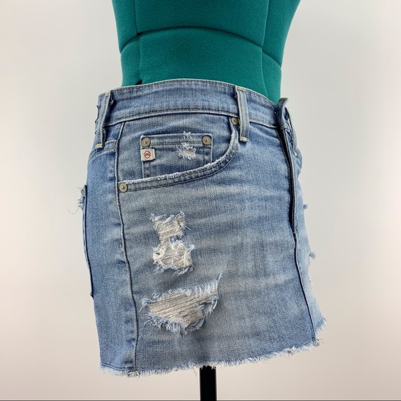 Ag Adriano Goldschmied Kate Mini Skirt in 16 Years Thrasher Blue Denim, 26 - Picture 10 of 16